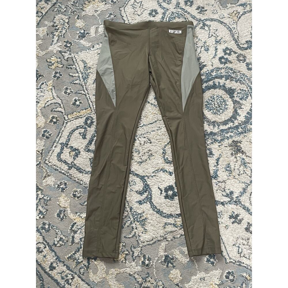 Rufskin Men’s Compression Leggings M Olive Green Athletic Gym Running